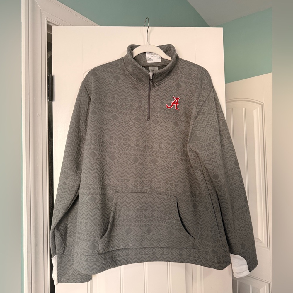 Alabama Gameday Couture Gray Pullover Quarter-Zip Sweater - XXL- NWT